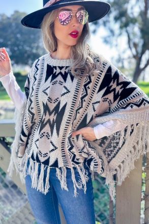 Meet Me in Phoenix Aztec Fringe Sweater